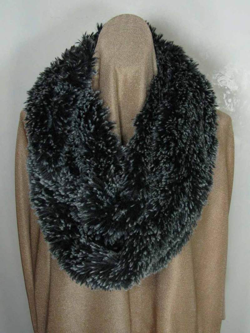 Infinity Scarf in Silver-Tipped Black Fur